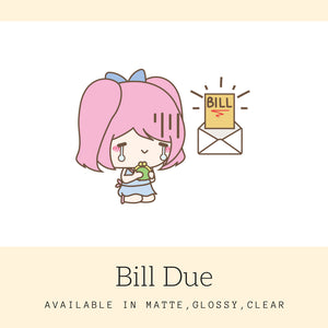 Bill Due Stickers | Character Stickers | Mari | Erin Condren | AS56