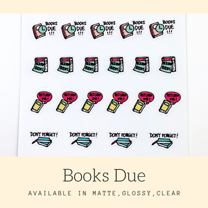 Book Due Stickers | Icon Stickers | CS171A