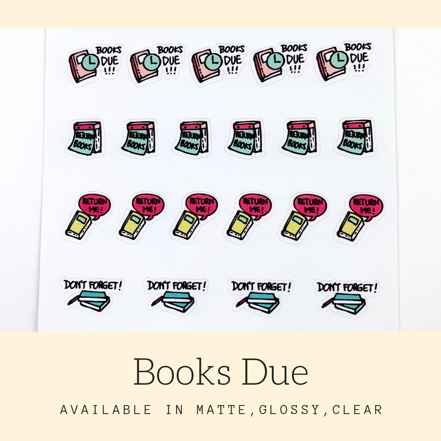 Book Due Stickers | Icon Stickers | CS171A