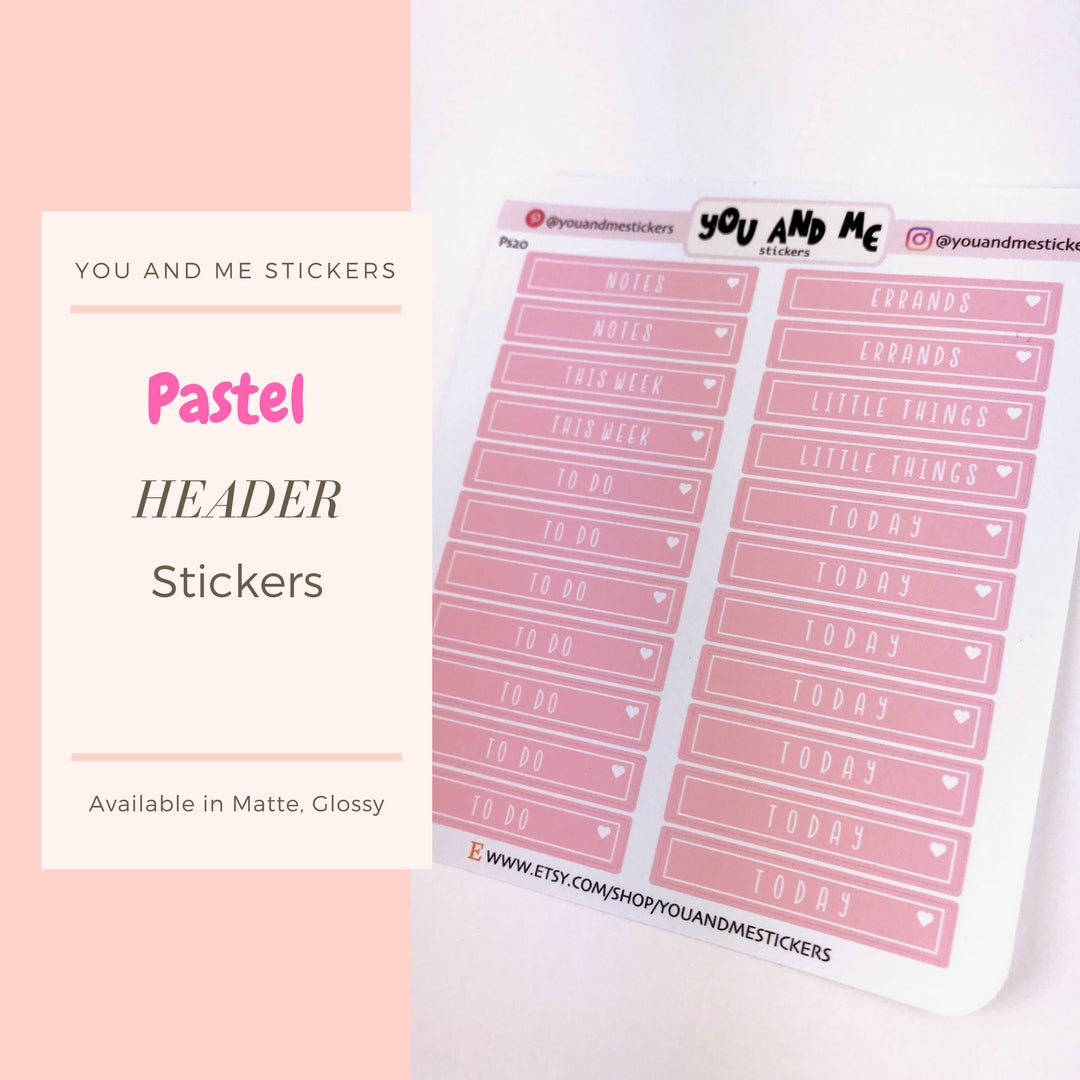 Pastel Header Stickers for Erin Condren | Happy Planner | Bullet Journal | PS20