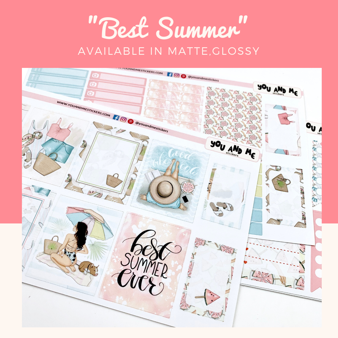 Summer Theme Stickers 40 Stickers Free Shipping Scrapbooking Stickers Day  Planner Stickers 2 Sets of 20 Planner Summer Fun Stickers 