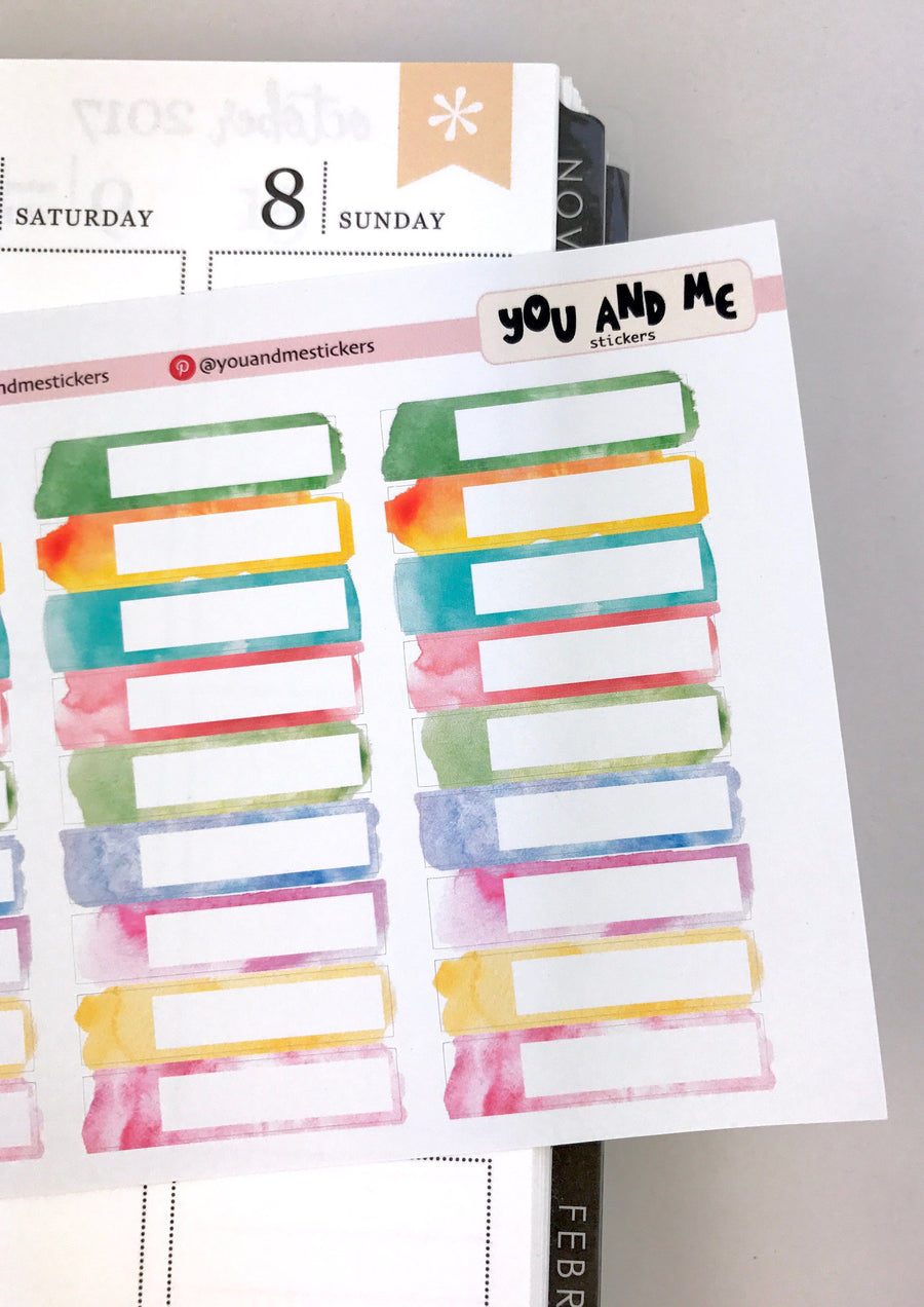 Watercolor headers planner stickers | Erin Condren Planner | Happy Planner | Half boxes |  BS23
