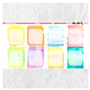 Watercolor Full checkbox Planner Stickers | Erin Condren Planner | Happy Planner | Full Checkbox | Vertical | BS25