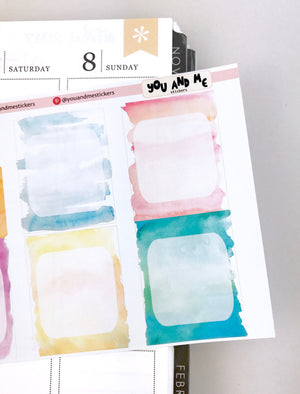 Watercolor Full checkbox Planner Stickers | Erin Condren Planner | Happy Planner | Full Checkbox | Vertical | BS25