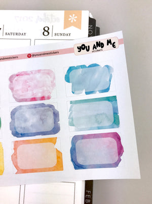 Watercolor half box Stickers | planner stickers | Erin Condren Planner | Happy Planner | Half boxes | BS26