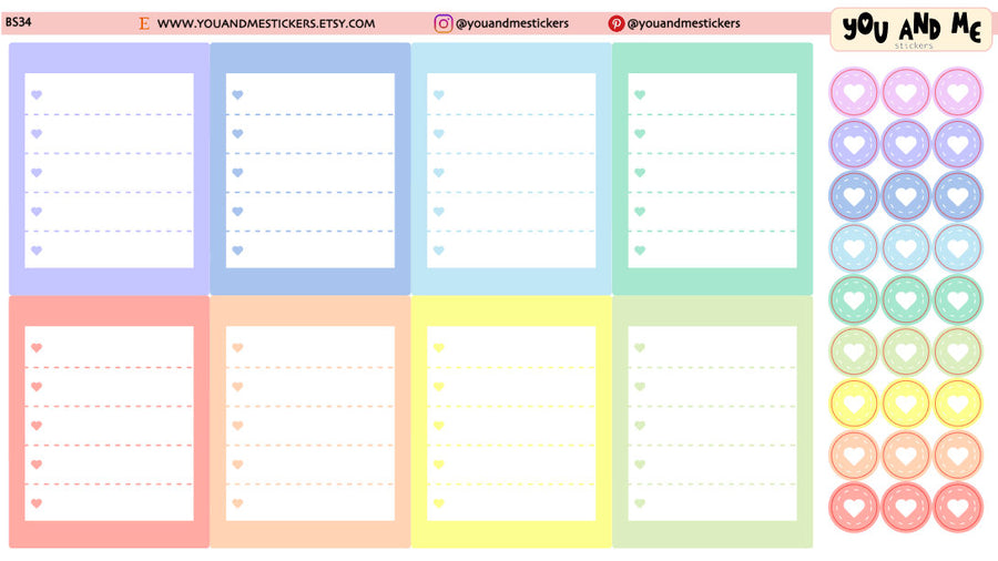 Todo Stickers | Functional Stickers | Checkbox Stickers | Heart Stickers | Erin Condren | Happy Planner | Bullet Journal | BS34