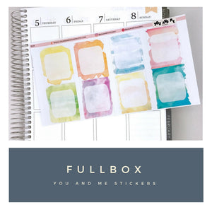 Watercolor Full checkbox Planner Stickers | Erin Condren Planner | Happy Planner | Full Checkbox | Vertical | BS25