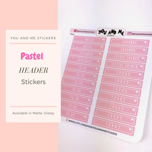 Pastel Stickers | Planner Stickers | Headers | Header Stickers | Functional Stickers | Erin Condren | Happy Planner | Bullet Journal | PS20