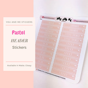 Pastel Stickers | Planner Stickers | Headers | Header Stickers | Functional Stickers | Erin Condren | Happy Planner | Bullet Journal | PS21