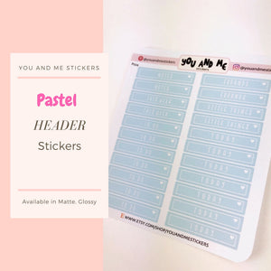 Pastel Stickers | Planner Stickers | Headers | Header Stickers | Functional Stickers | Erin Condren | Happy Planner | Bullet Journal | PS24