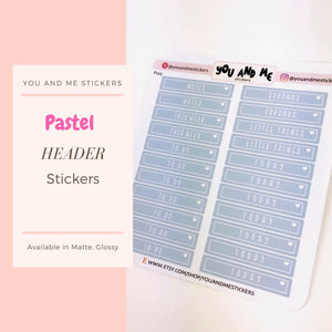 Pastel Stickers | Planner Stickers | Headers | Header Stickers | Functional Stickers | Erin Condren | Happy Planner | Bullet Journal | PS25