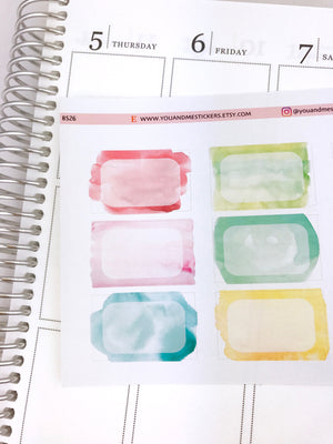 Watercolor half box Stickers | planner stickers | Erin Condren Planner | Happy Planner | Half boxes | BS26