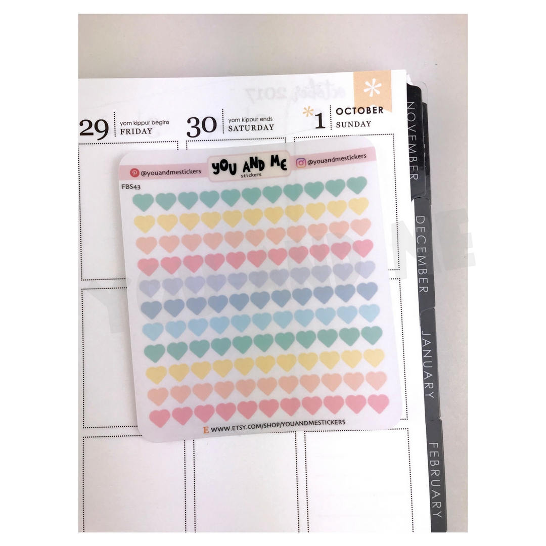 Rainbow Heart Stickers for Journal, Planner, Happy Planner, Erin