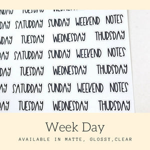 Week Day Stickers | Script Stickers | Days of the Week | Planner Stickers | Stickers | Bullet Journal | Erin Condren | Happy Planner | HS34