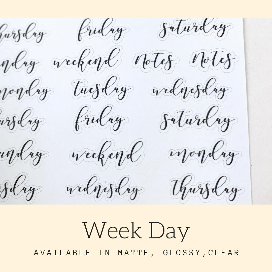 Week Day Stickers | Script Stickers | Days of the Week | Planner Stickers | Stickers | Bullet Journal | Erin Condren | Happy Planner | HS35