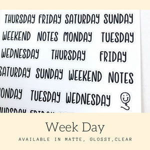 Week Day Stickers | Script Stickers | Days of the Week | Planner Stickers | Stickers | Erin Condren | Happy Planner | HS33a
