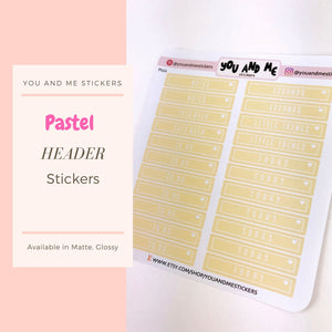 Pastel Stickers | Planner Stickers | Headers | Header Stickers | Functional Stickers | Erin Condren | Happy Planner | Bullet Journal | PS22