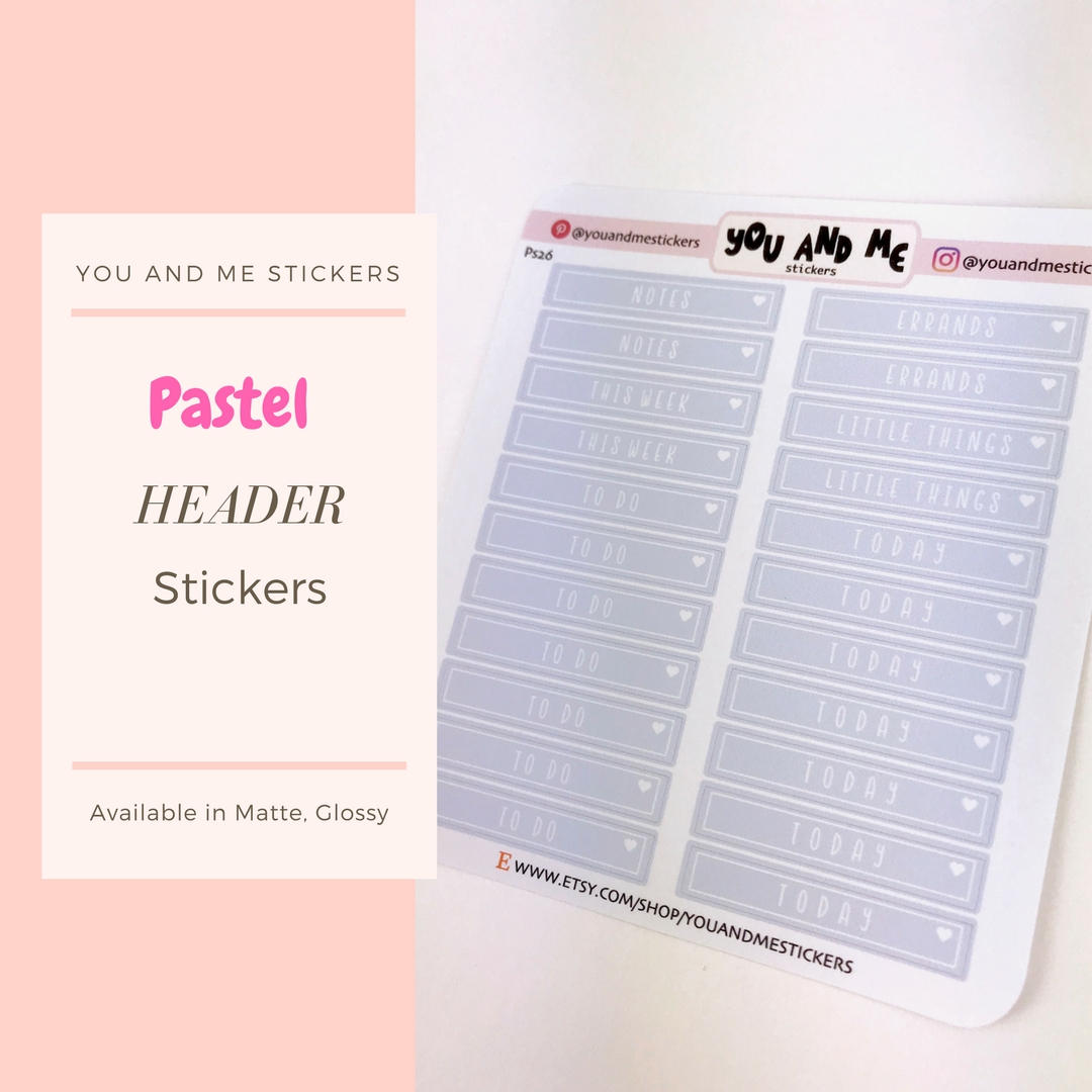 Pastel Stickers | Planner Stickers | Headers | Header Stickers | Functional Stickers | Erin Condren | Happy Planner | Bullet Journal | PS26