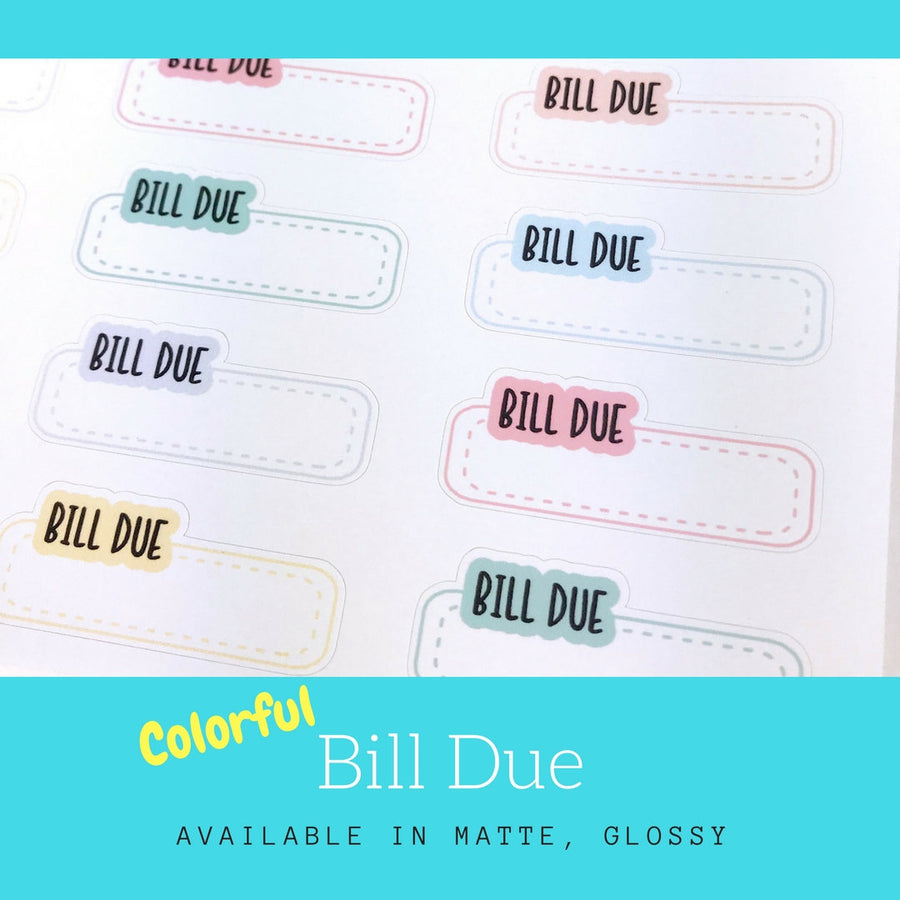 Bill Due Sticker | Planner Sticker | Erin Condren | LS12b