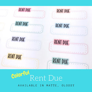 Rent Due | Planner Stickers | Erin Condren | LS13b