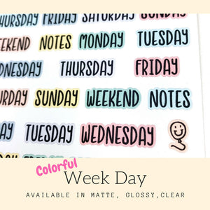 Week Day Stickers | Script Stickers | Days of the Week | Planner Stickers | Stickers | Bullet Journal | Erin Condren | Happy Planner | HS33b
