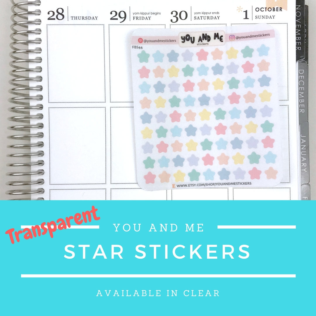 Transparent Stickers | Clear Stickers | Transparent Star | Functional Sticker | Planner Sticker | ECLP | Erin Condren | Happy Planner |FBS44