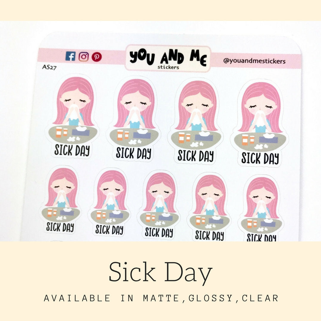 Sick Day Stickers | Character Stickers | Planner Stickers | Erin Condren | Happy Planner | AS27
