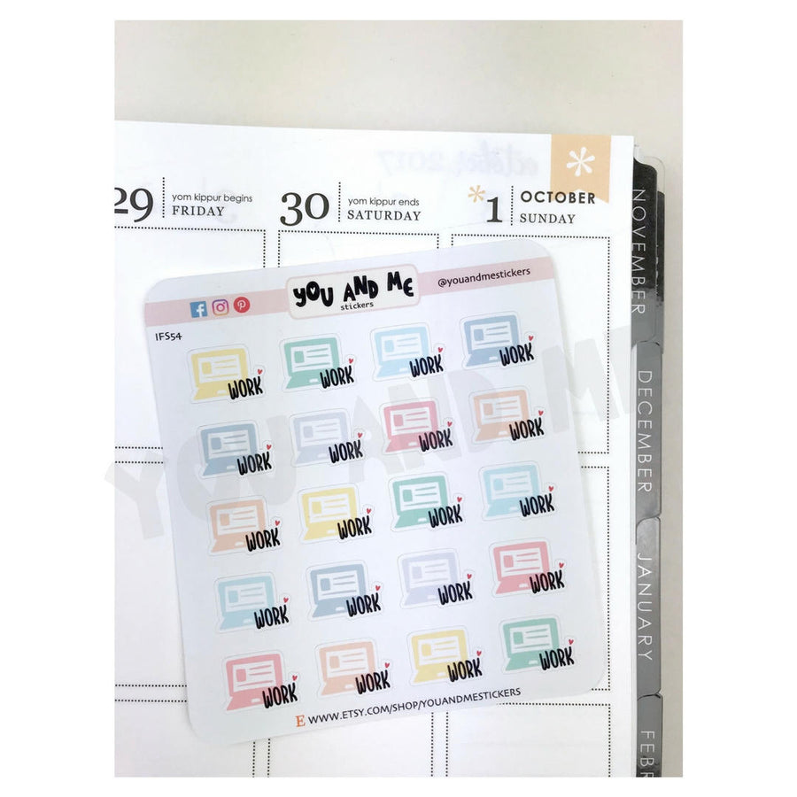 Work Sticker | Planner Sticker | Computer Sticker | Reminder Sticker | Weekly Sticker | Work Schedule | Erin Condren | Happy Planner | IFS54